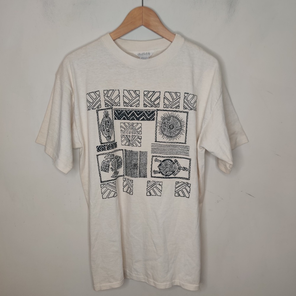 Vtg Duffel Sportswear T Shirt Single Aboriginal Ethnic Tribal Indigenous